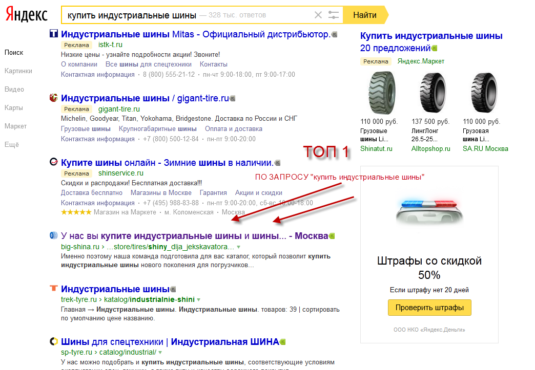 Результат продвижения статей в Яндексе