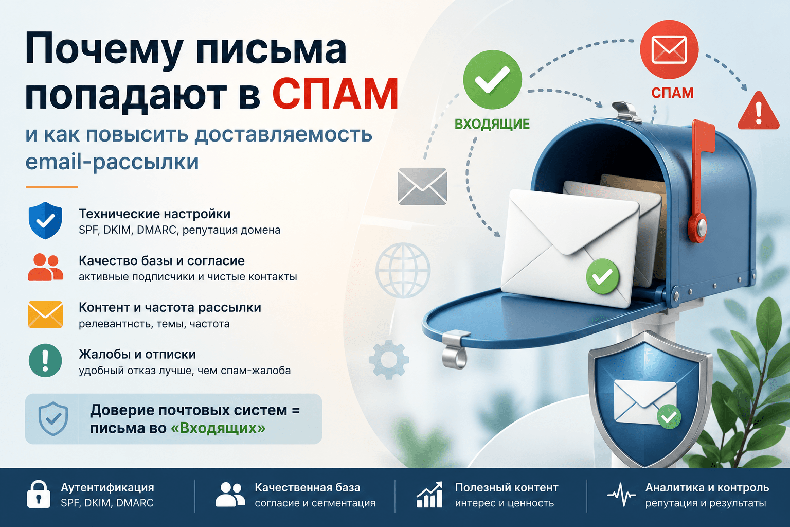 Почему email-письма попадают в спам и что влияет на доставляемость