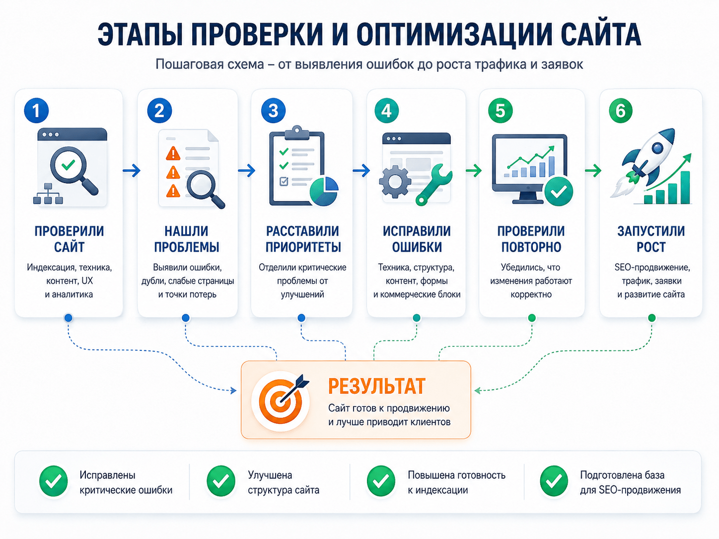 Этапы проверки, исправления ошибок и SEO-оптимизации сайта