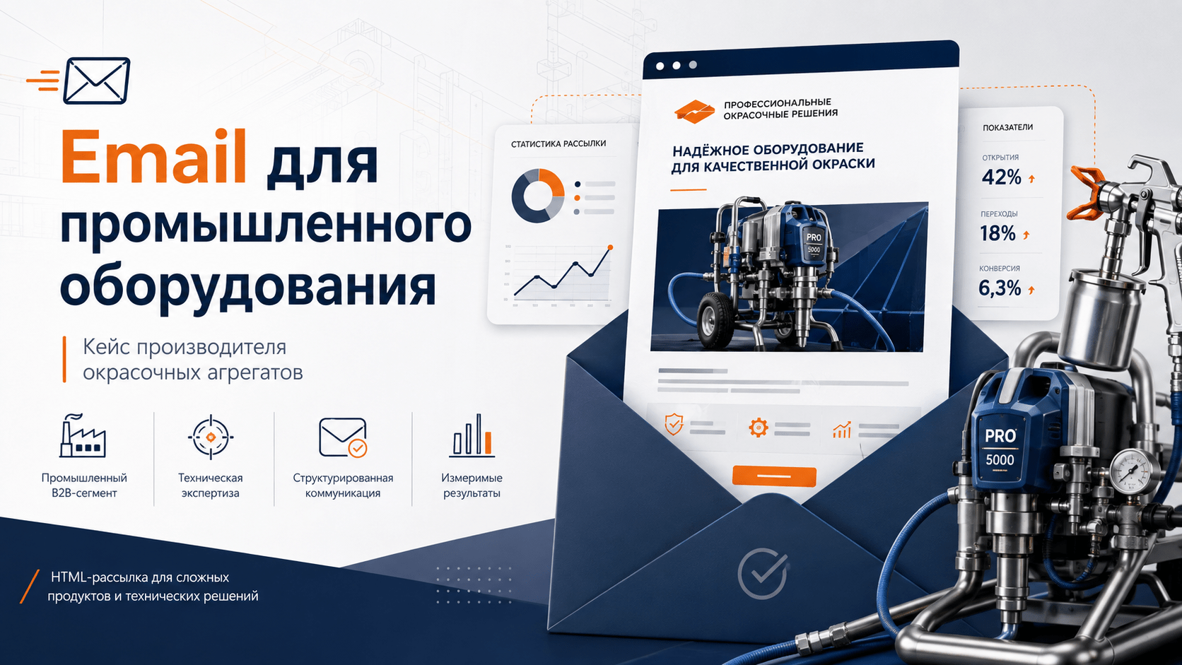HTML-письмо для производителя окрасочных агрегатов – B2B-кейс email для промышленного оборудования