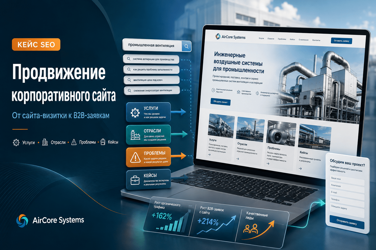 Кейс SEO-продвижения корпоративного B2B-сайта производственной компании