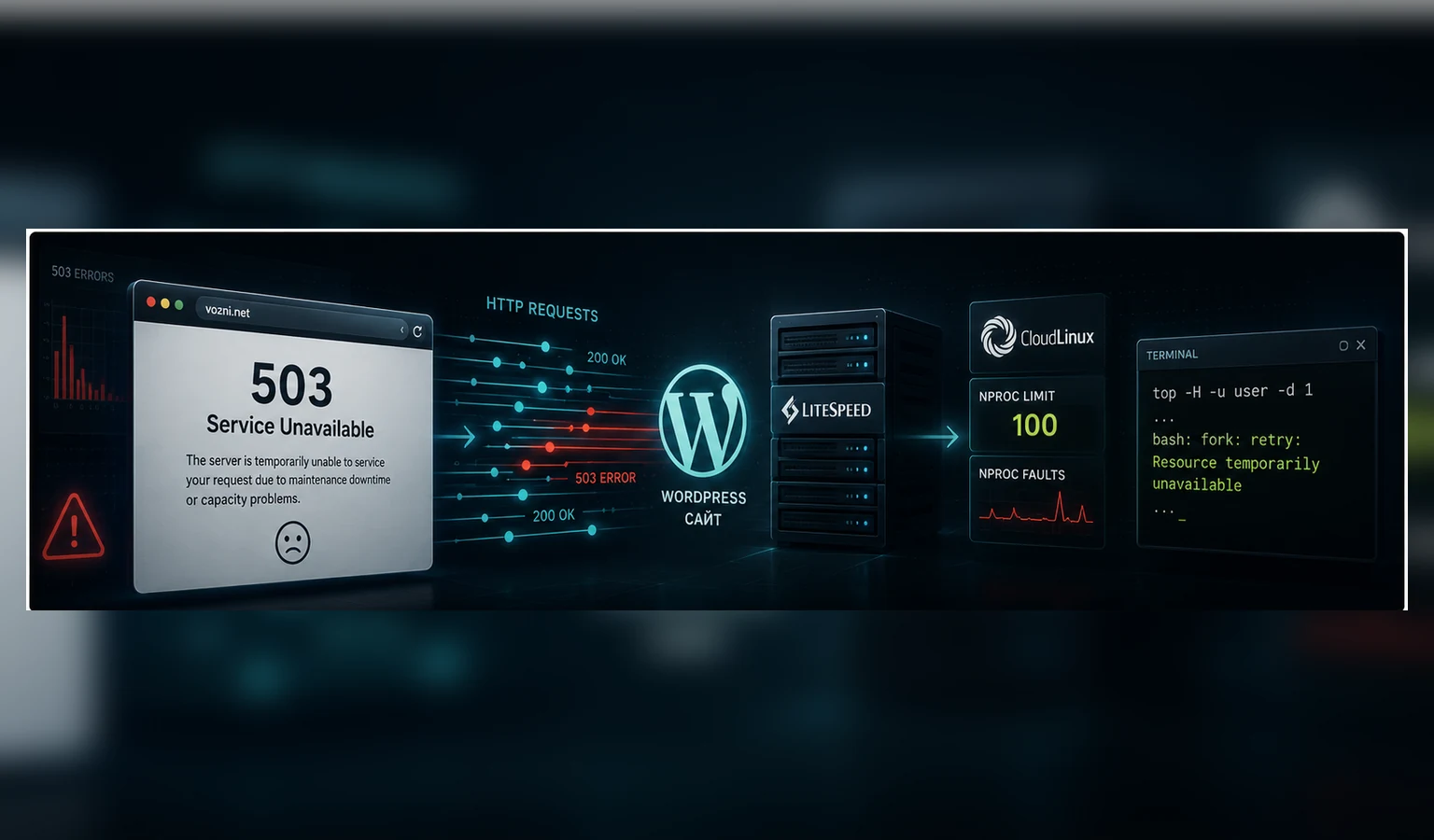 Диагностика ошибки 503 Service Unavailable в WordPress и серверных ограничений