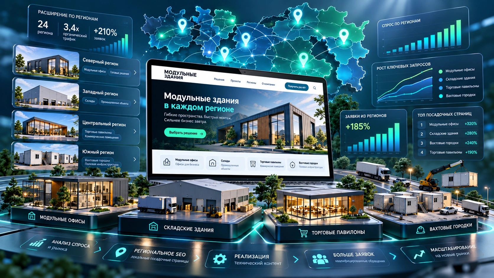 Региональное расширение бизнеса и SEO-продвижение модульных зданий
