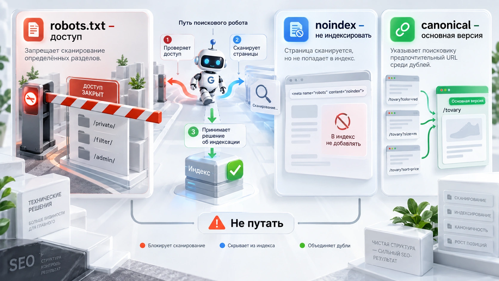 Сканирование индексирование и canonical Разница между robots.txt noindex и canonical