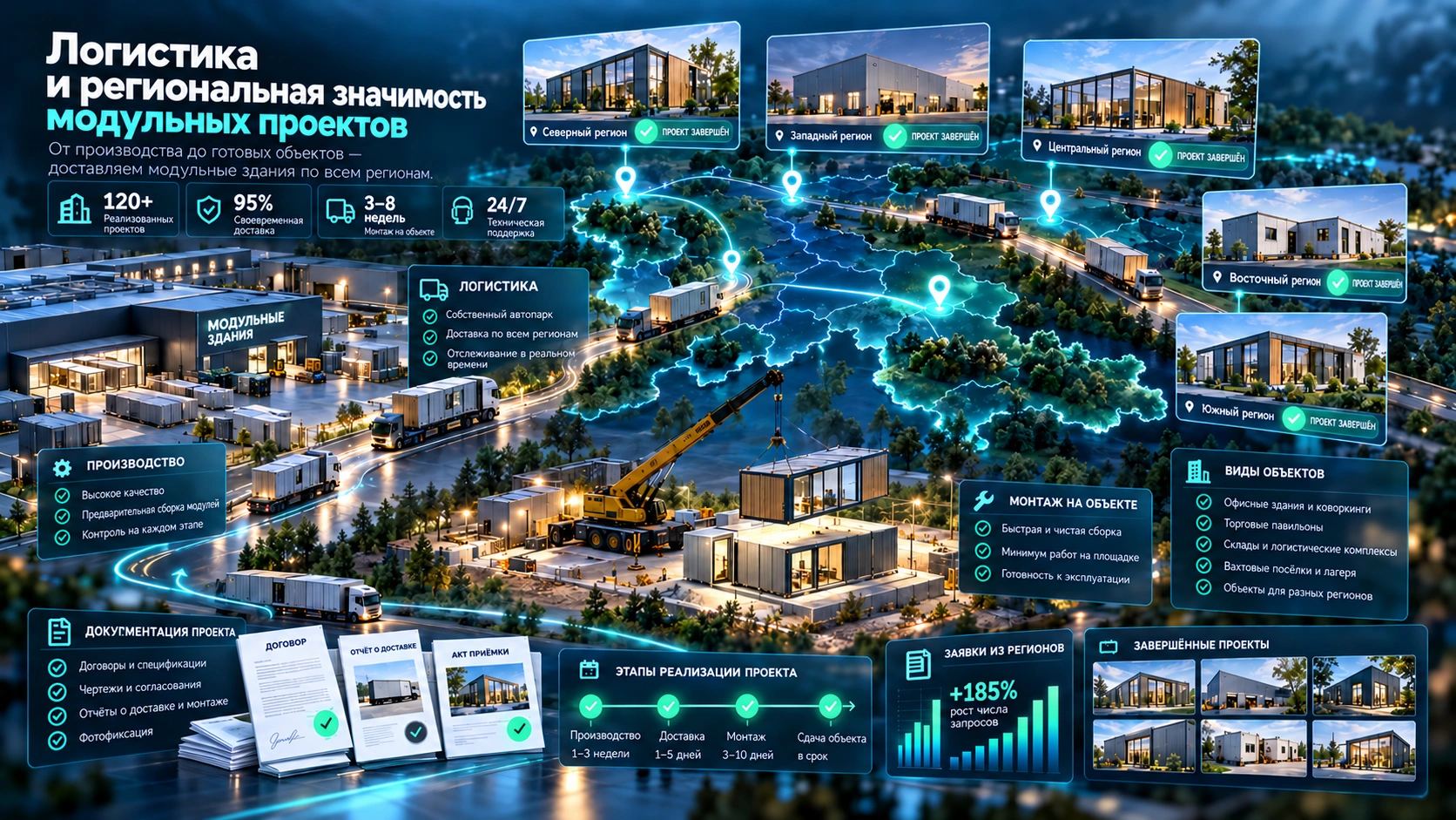 Логистика и монтаж модульных проектов по регионам