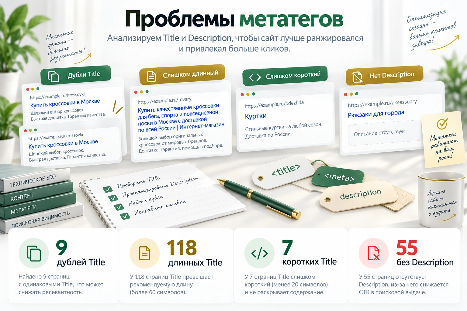 Аудит метатегов интернет-магазина Проблемы Title и Description в SEO-аудите