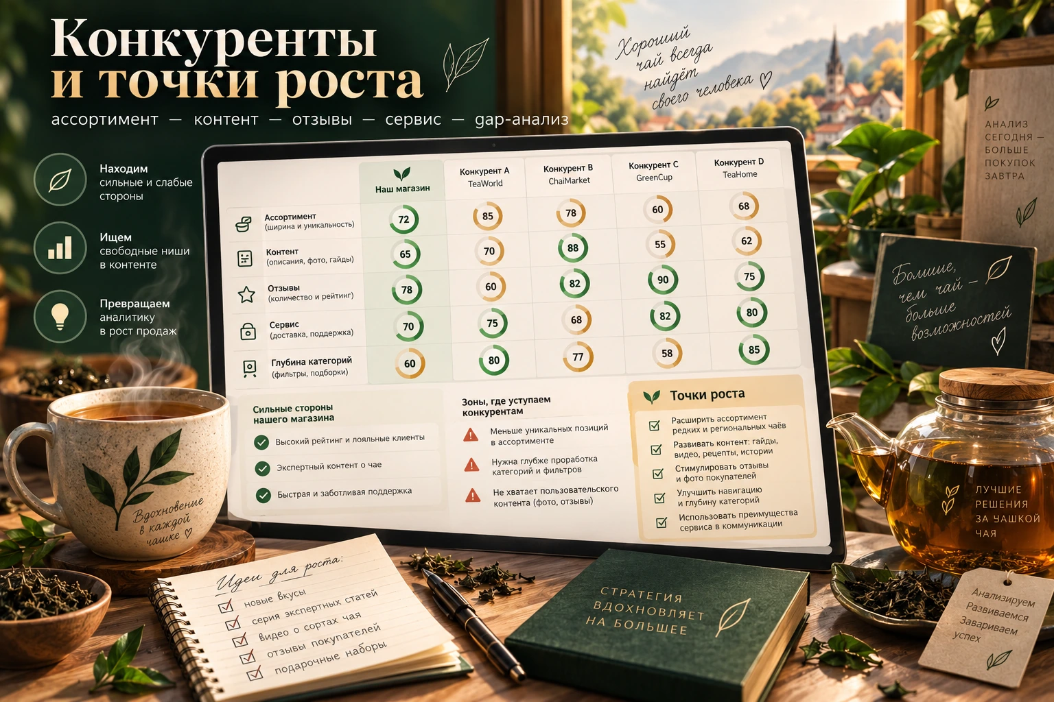 Ассортимент, контент, отзывы и сервис конкурентов Конкурентный анализ интернет-магазина чая