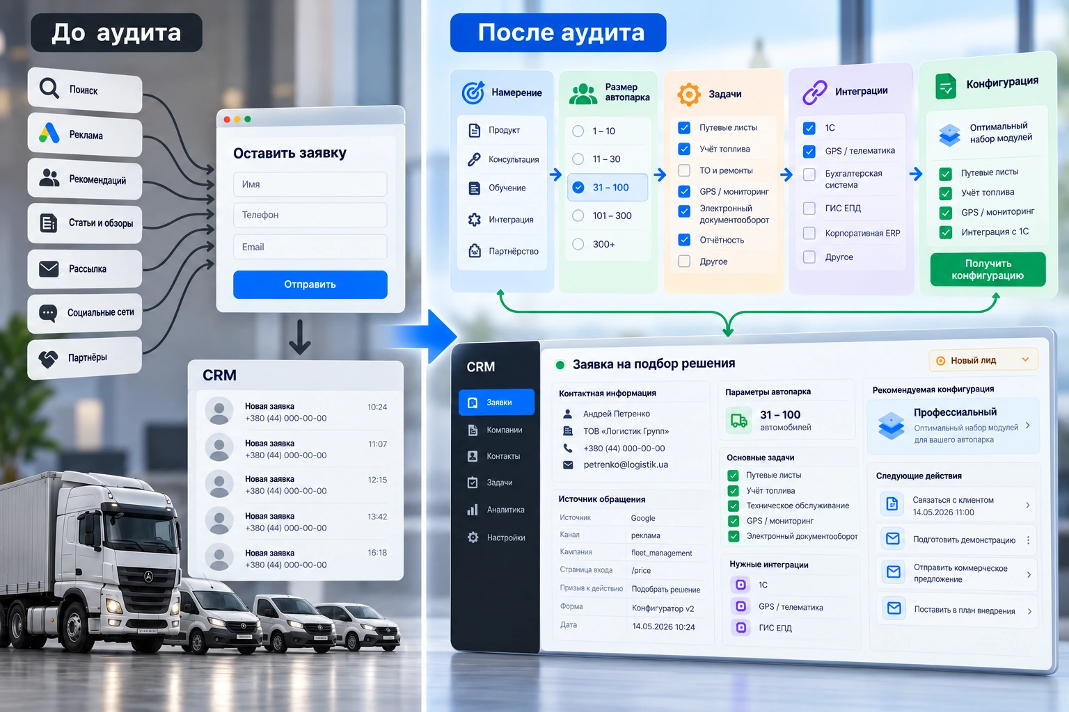 Архитектура B2B-конверсии до и после аудита: от общей заявки к квалифицированному обращению