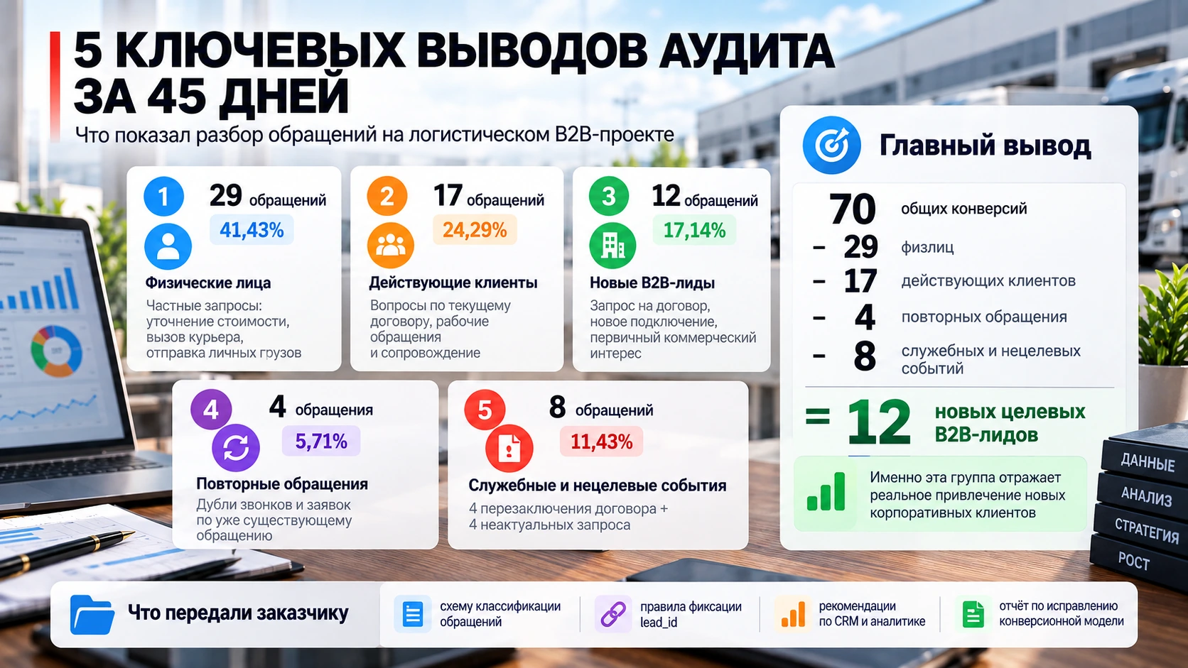 Пять ключевых выводов конверсионного аудита B2B-проекта за 45 дней