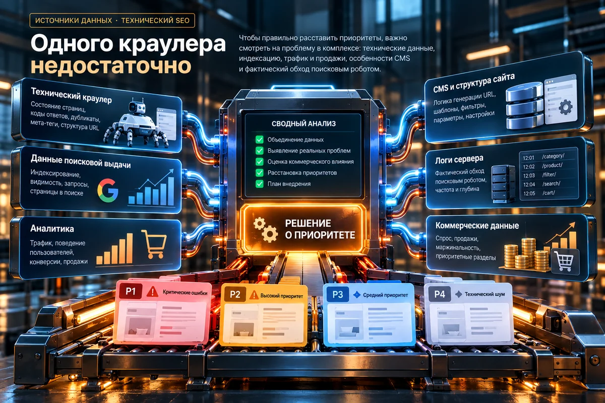Источники данных для приоритизации технических SEO-ошибок интернет-магазина